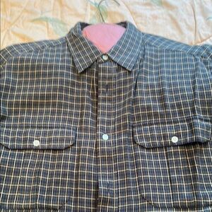 Old Navy blue tartan Plaid button down flannel Shirt, large